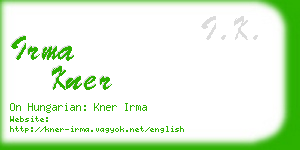 irma kner business card